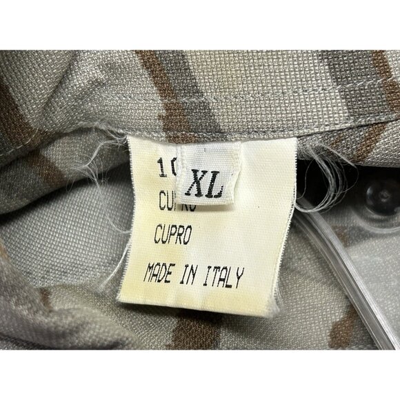 DaVinci Shirt Long Sleeve Rockabilly Gray Brown Print Men’s Vintage - Picture 5 of 9